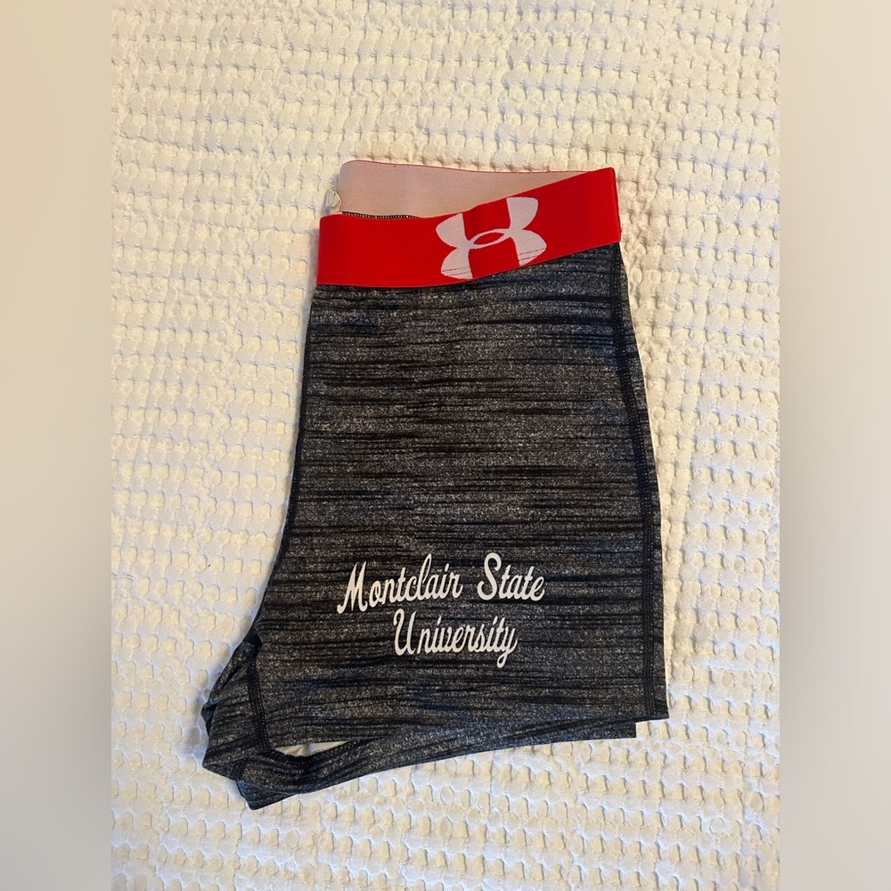 Montclair State University Under Armour biker shorts.